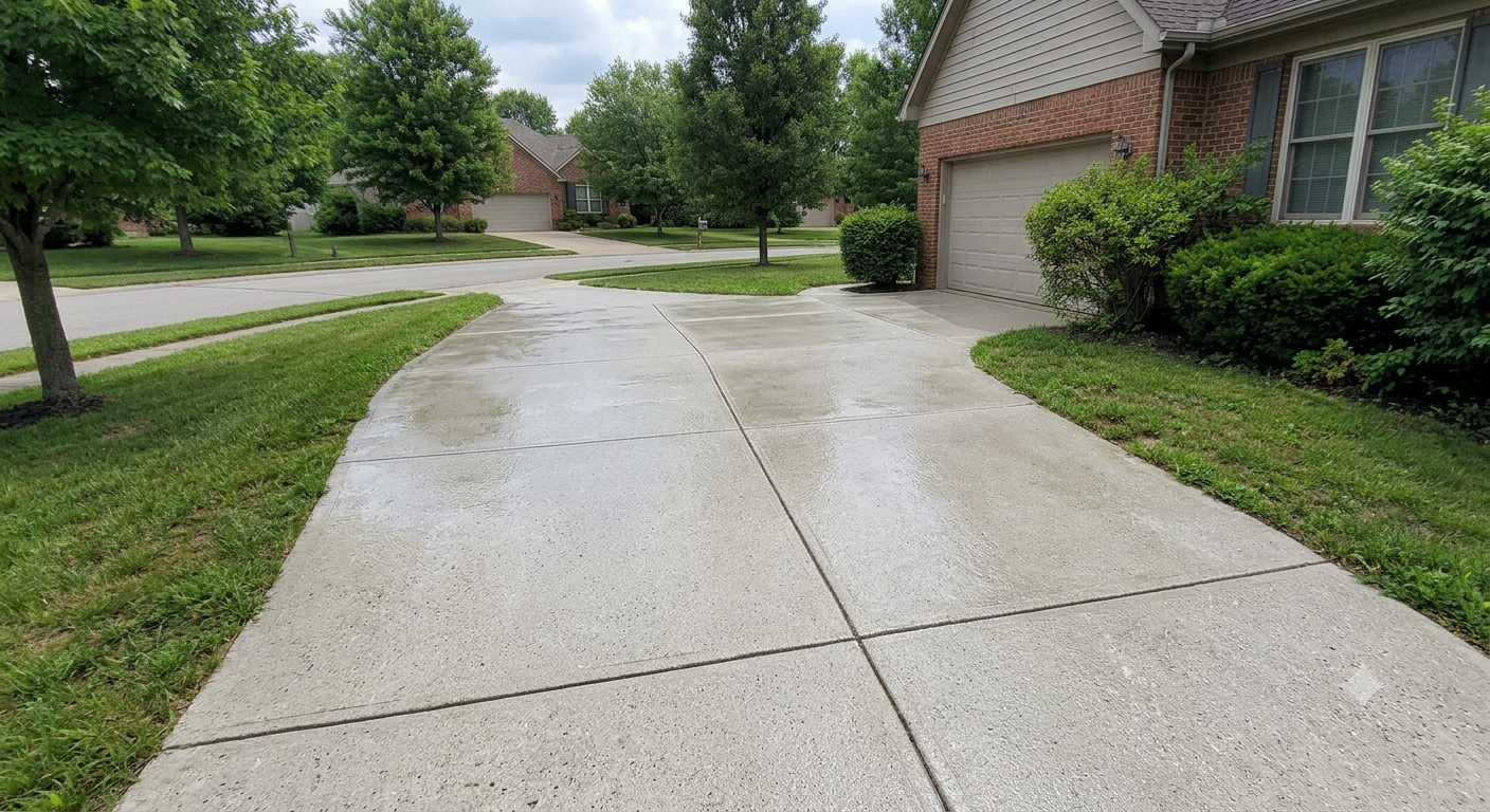 Same driveway after pressure washing in Colleyville, TX