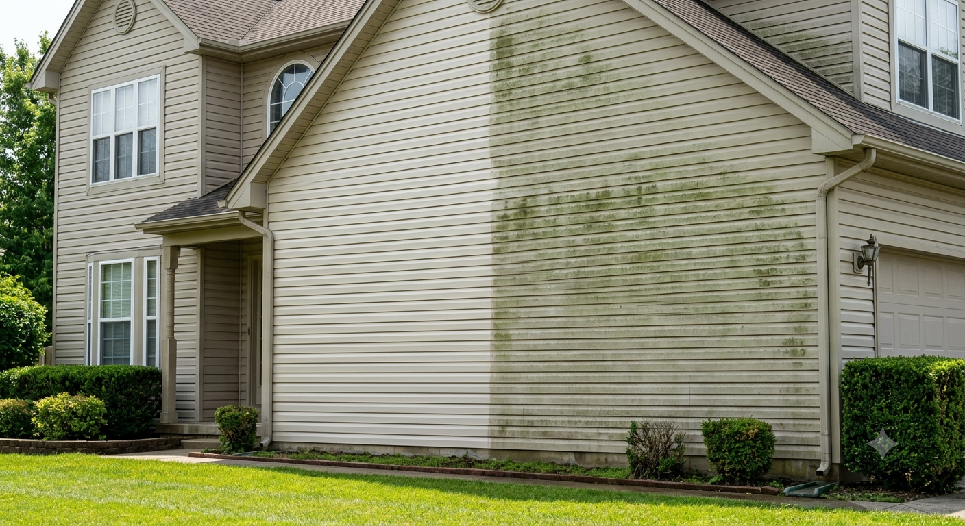 Two-story brick home in Colleyville, TX after a professional soft wash house cleaning